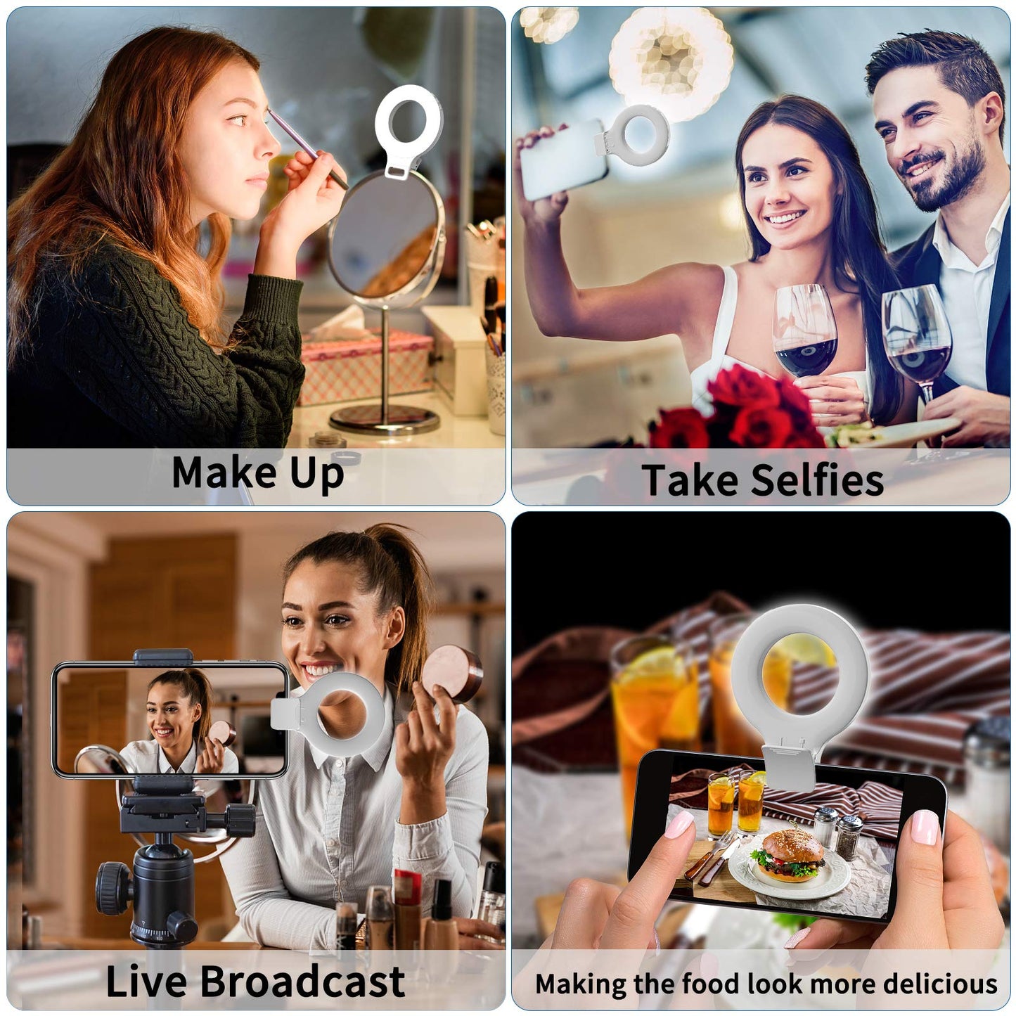 Ring Light for Phone, Laptop, Tablet, Rechargeable 60 LED Selfie Ring Light with 3 Models & 5 Level Brightness, Perfect for Selfies, Makeup, Live Stream, etc