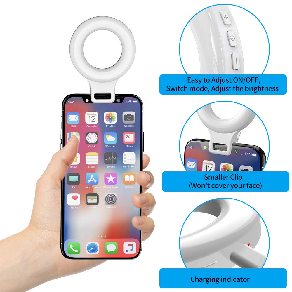 Ring Light for Phone, Laptop, Tablet, Rechargeable 60 LED Selfie Ring Light with 3 Models & 5 Level Brightness, Perfect for Selfies, Makeup, Live Stream, etc