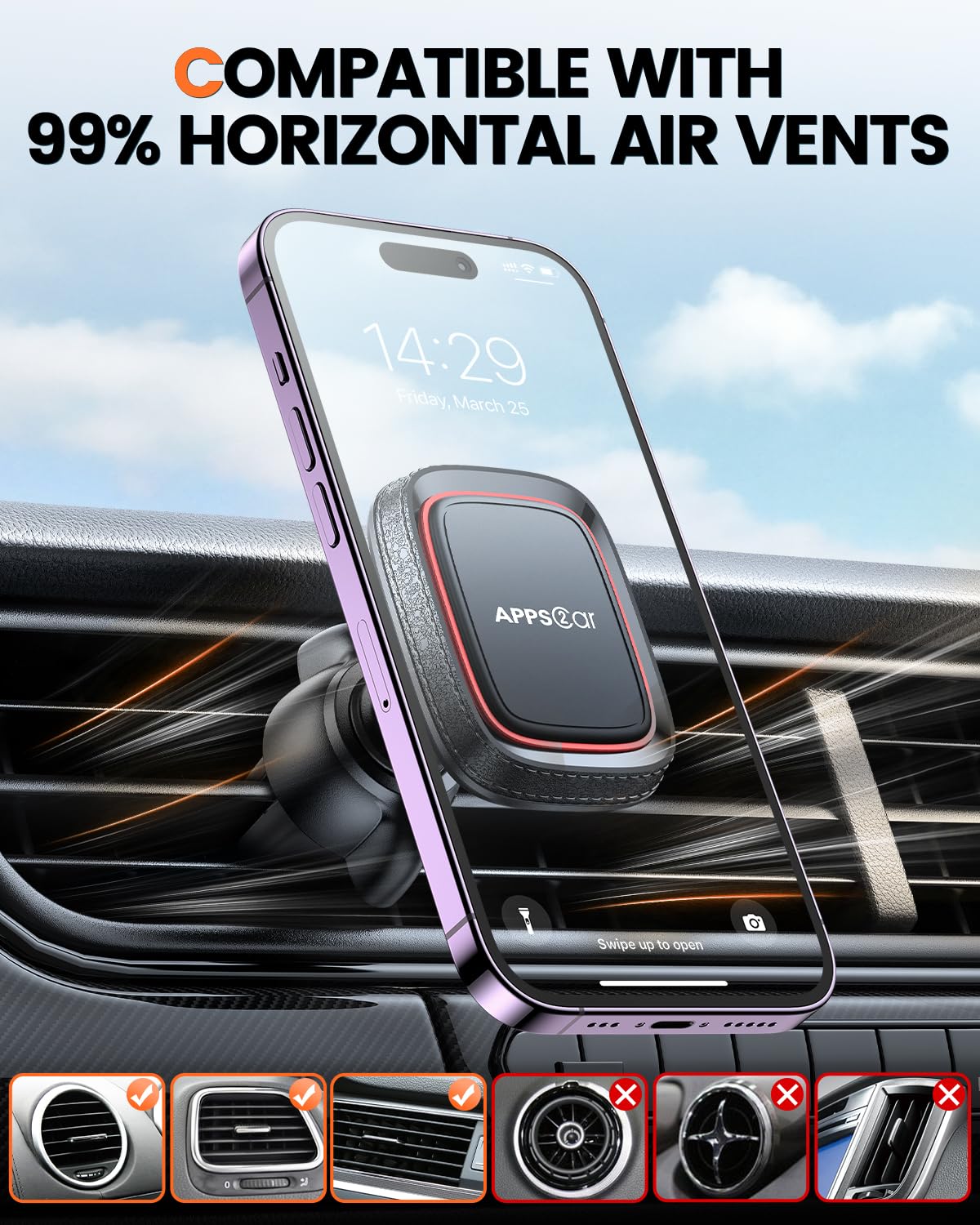 Apps2Car Universal Magnetic Car Phone Holder | 360° Rotation Dashboard Mount |
