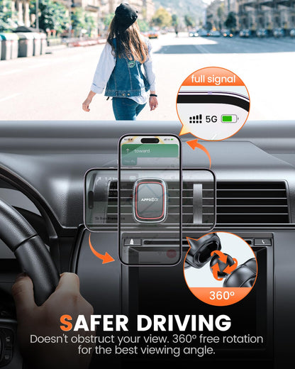 Apps2Car Universal Magnetic Car Phone Holder | 360° Rotation Dashboard Mount |